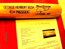 GEORGE H.BUSH Signed 41st President Baseball Bat -JSA Letter of Authentication