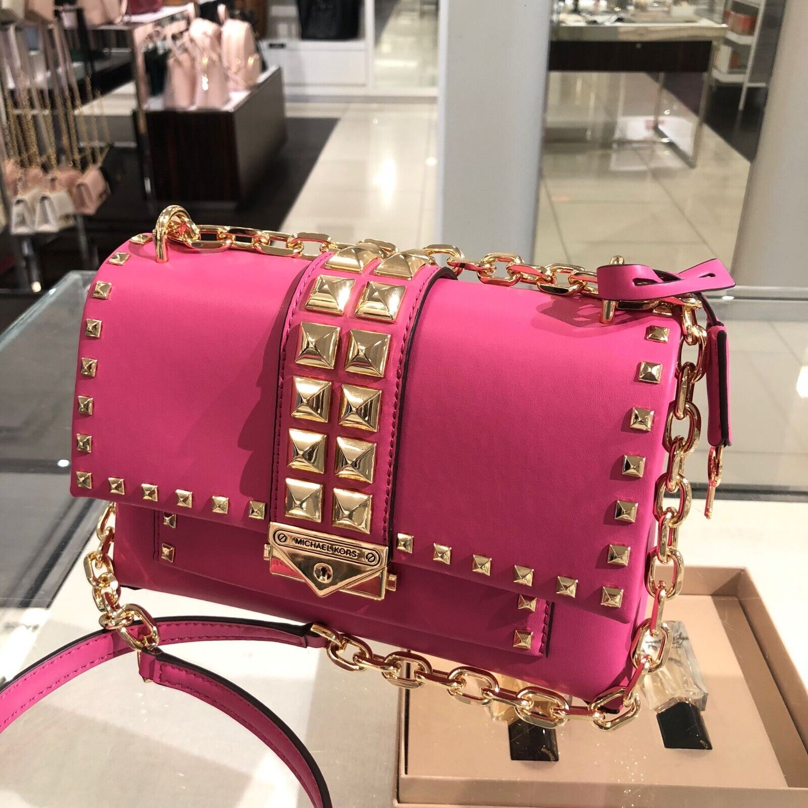 Michael Kors Pink Ladies Cece Medium Leather Shoulder Bag