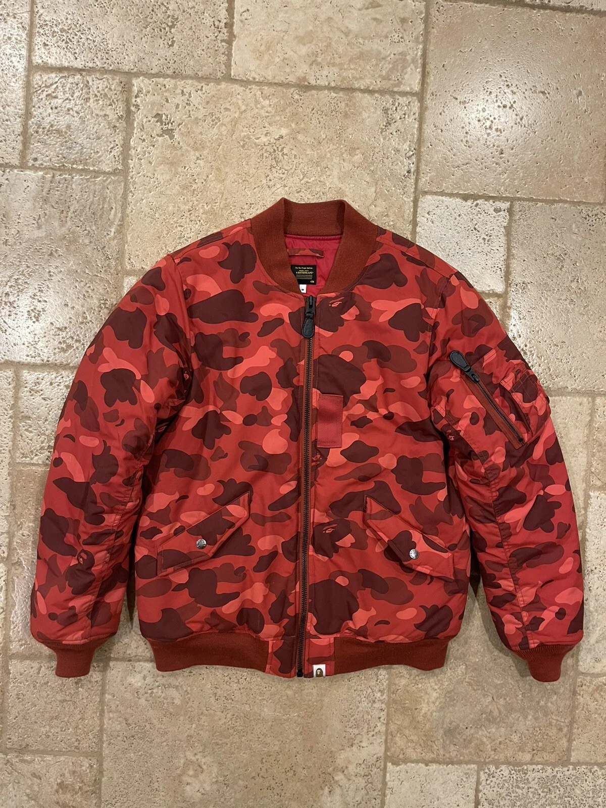 A BATHING APE (BAPE) Giacca bomber Bape Rossa Mimetica MA 1 taglia media