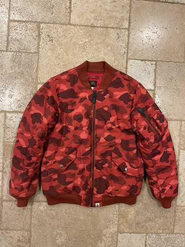 Bape Red Camo MA-1 Bomber Jacket size 