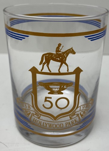 Set 7 Hollywood Park 50th Glass Cup Tumbler Cocktail Lowball Glass Barware - Picture 2 of 5