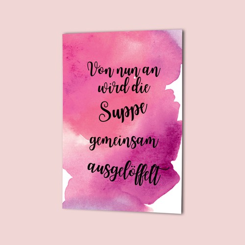 Glückwunschkarte Hochzeit "Suppe auslöffeln" Aquarell