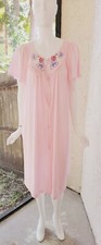 Vintage Vanity Fair Button Down Pink Nightgown Silky Knee Length Dupont Nylon
