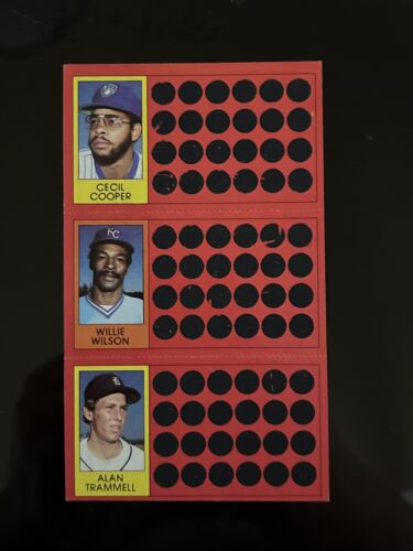 1981 Topps baseball scratch off Cecil Cooper/Willie Wilson/Alan Trammell HOF
