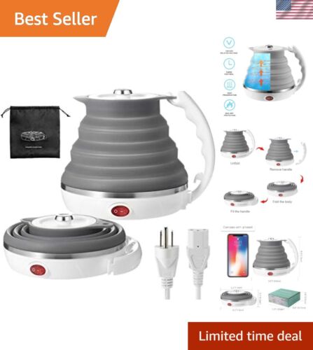 110V 555ML Ultrathin Travel Foldable Electric Kettle with Separable Power Cor...