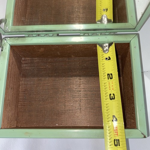 ART DECO CHROMIUM DRESSER JEWELRY BOX SILHOUETTE GREEN METAL WOOD INTERIOR 1920s - Picture 12 of 20