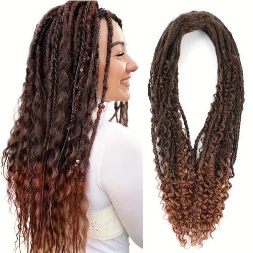 60cm Double Ended Dreadlocks Extensions 0.6cm Boho Curly Locs Synthetic Dreads - Picture 27 of 30