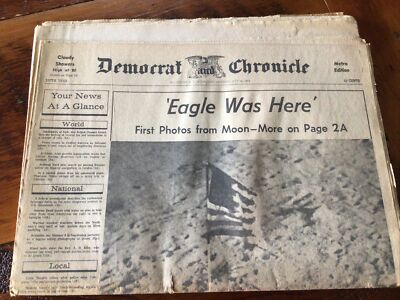 Democrat & Chronicle Rochester July 30, 1969, Moon Landing Eagle Was Here