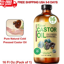 Cold-Pressed Organic Castor Oil in Glass Bottle 16 Fl Oz - 100 Pure Hexane-Free