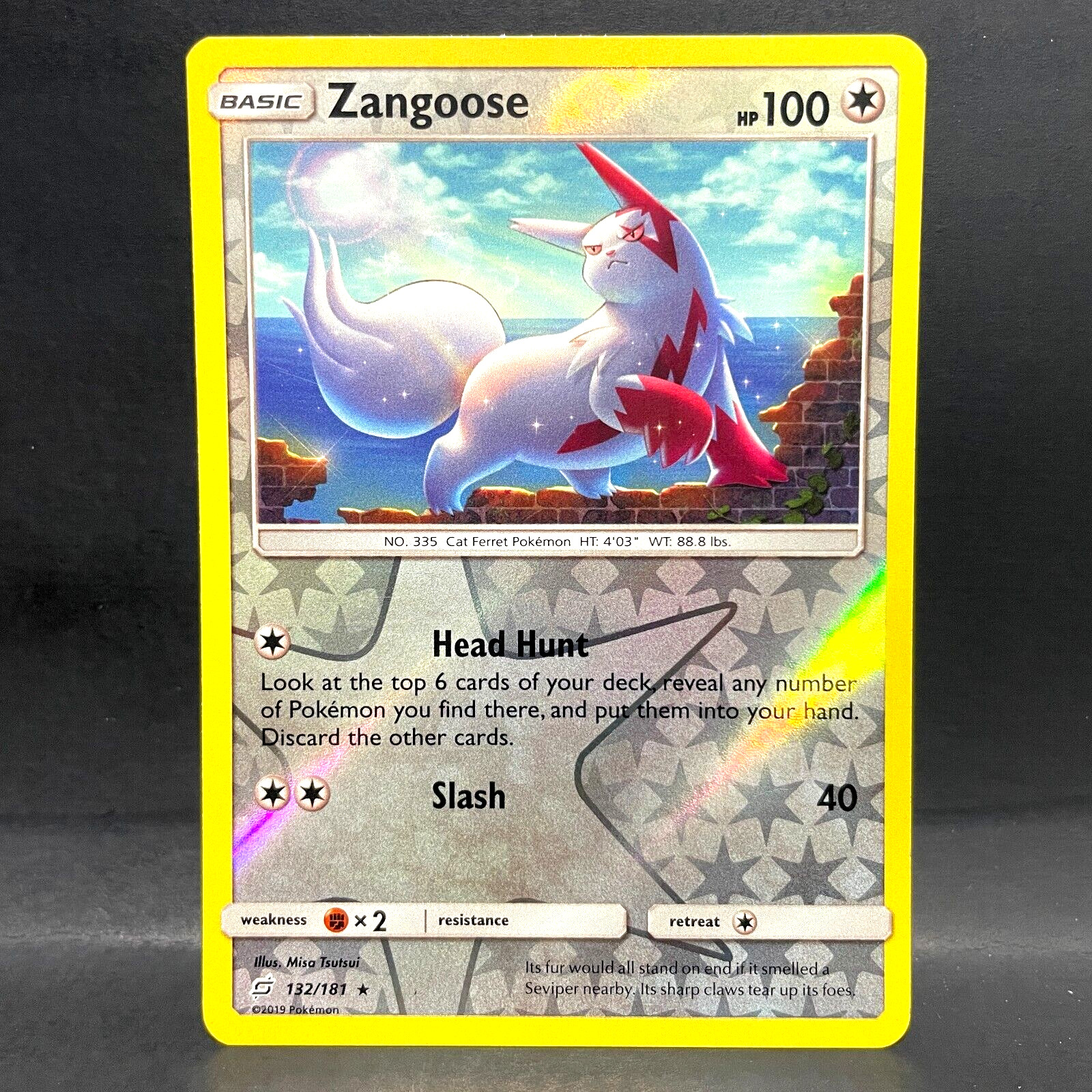 2019 POKEMON TEAM UP ZANGOOSE 132/181 REVERSE HOLO (RARE)