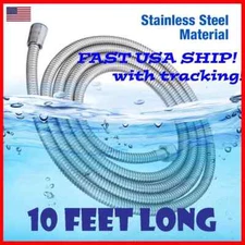10FT Shower Head Hose Handheld Extra Long Stainless Steel Bathroom Flexible Tube