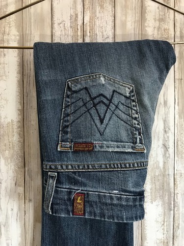 Pantalones de mezclilla desgastados 7 For All Mankind 7FAM A bolsillo bootcut pierna 26 - Imagen 10 de 10