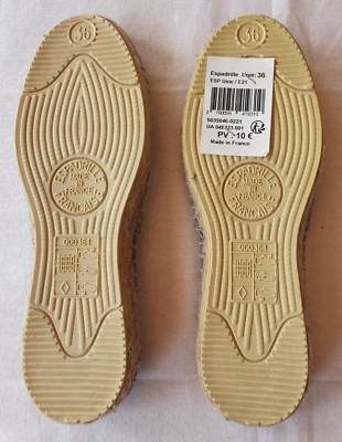 Espadrilles Françaises En Toile Grise – Taille 35 – Neuves Avec Emballage – Style Classique