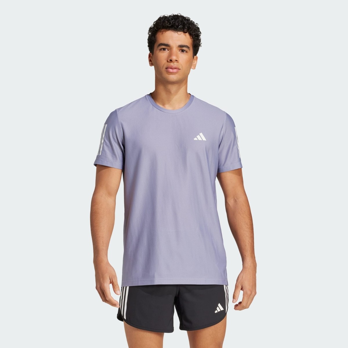 adidas Own The Run Short Sleeve Running Top Mens Purple Breathable