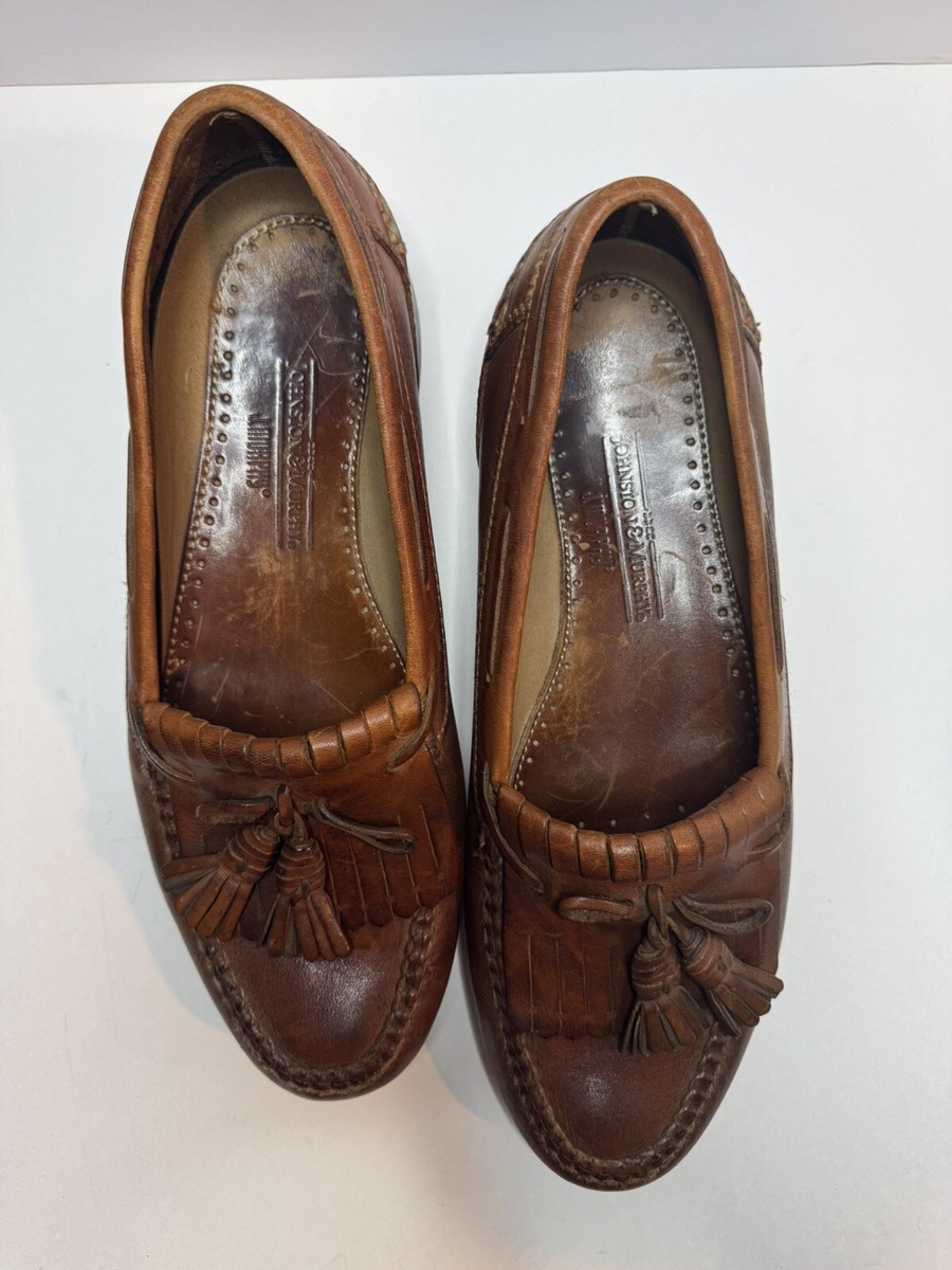 Mens Johnston and Murphy Brown Leather Tassels Loafers Size  display picture 1
