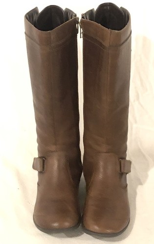 Ruff-Hewn Women’s Size 7M Brown Leather Below Knee Boots Full Side Zip - Picture 5 of 14