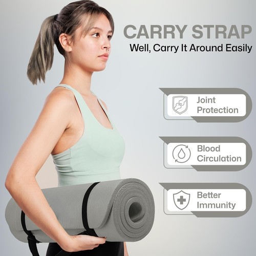 Exercise Yoga Mat Non Slip Medium Firm Gym NBR Foam Sweat Resistant 0.8x61x183cm - Picture 4 of 30