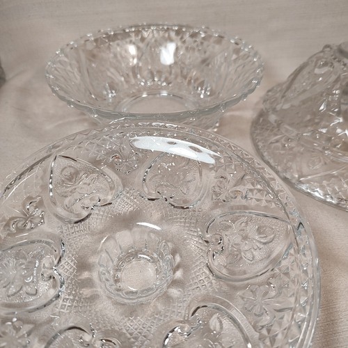 Depression Glass Candy Dish and Lid with Hearts and Rose 2 Available Clear - Picture 8 of 12