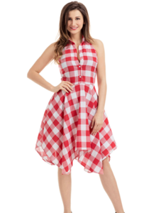 red and white checkered dress