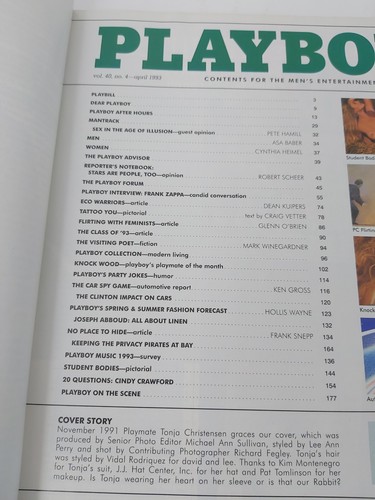 Playboy April 1993 College Girls Cindy Crawford Interview Nicole Wood Center - Picture 2 of 2