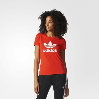 women's white and red adidas t shirt