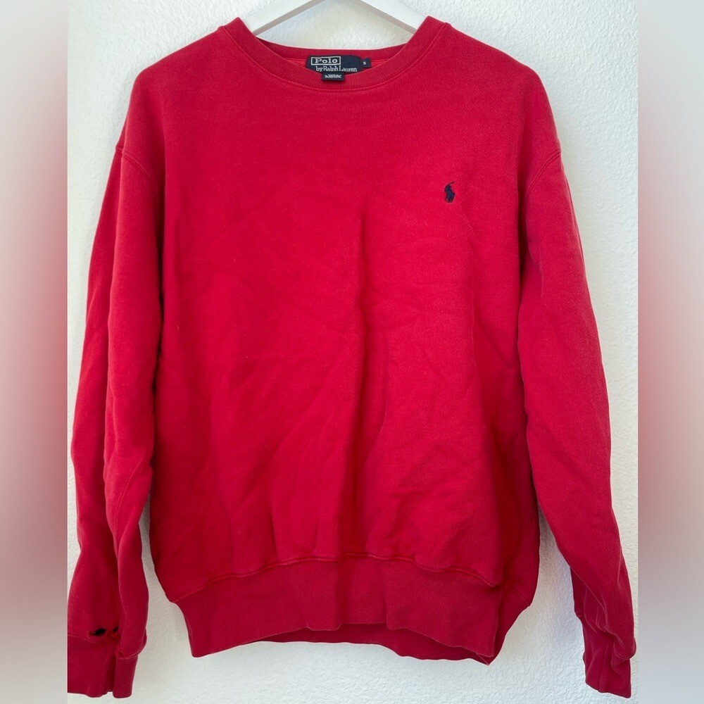 Polo Ralph Lauren Pony Vintage Felpa Rossa Girocollo Taglia S Anni 90 Streetwear