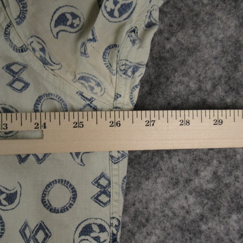 Cambridge Shirt Mens Extra Large Beige Linen Blend Geometric Print Short Sleeve - Picture 11 of 13