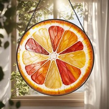 Orange Stained Glass Suncatcher: Window Garden Decor