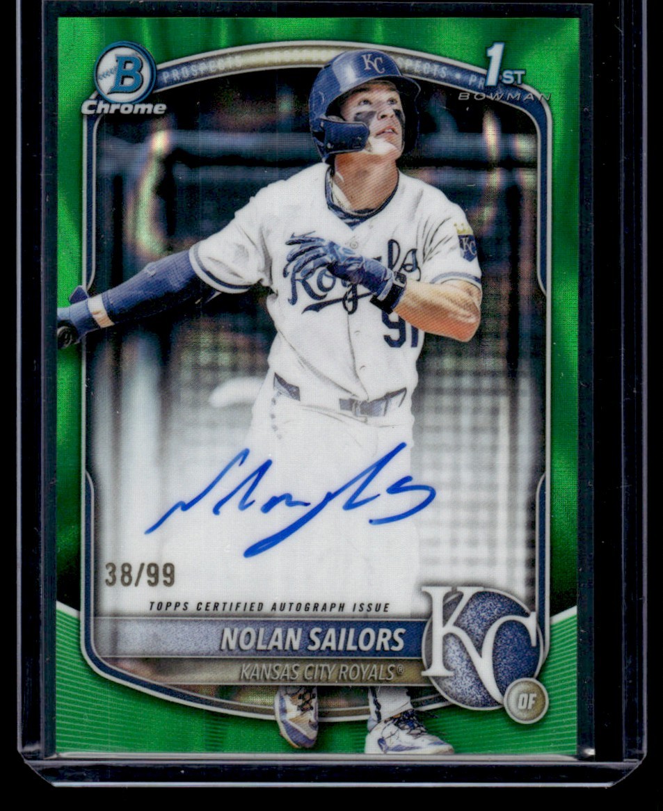 NOLAN SAILORS 2025 BOWMAN DRAFT CHROME #CPA-NSA GREEN REFRACTOR AUTO 38/99