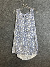 Gap Womens Blue Floral Shift Dress Size Small Sleeveless Boho V Neck Rayon