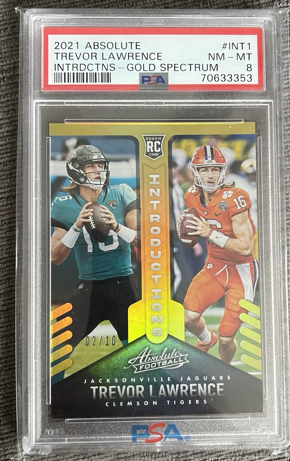 Trevor Lawrence Panini Absolute Introductions #INT1 Gold Spectrum