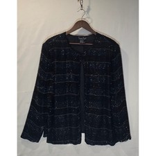 Vintage 1980's Laurence Kazar Black Beaded Sequined Evening Jacket Size 1X