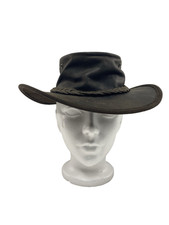 Barmah Hats 1060 Foldaway Bronco Brown Leather Hat Small Made in Australia 2004