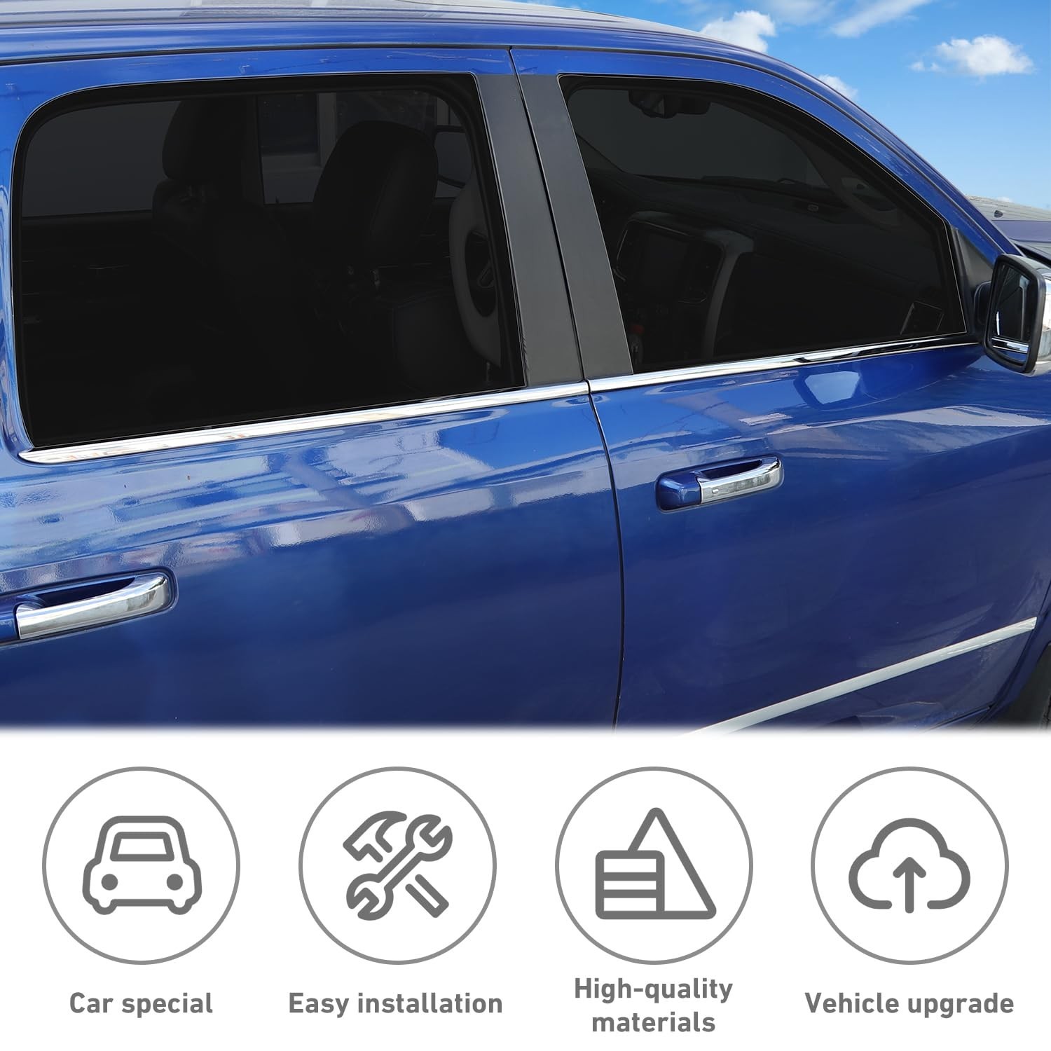 Polished Stainless Steel Chrome Window Sill Trims Compatible with Dodge RAM 1...