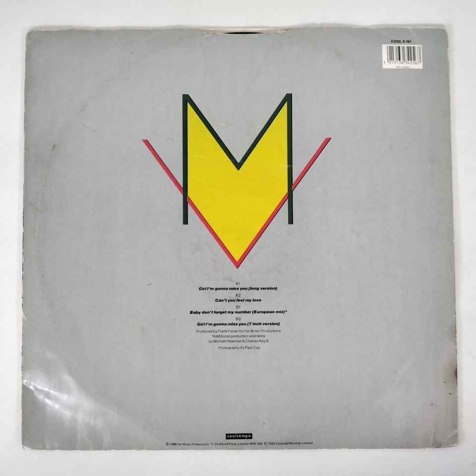 Milli Vanilli Girl I'm Gonna Miss You 12" Vinyl Single Record 1989 - Image 2 of 4