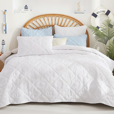 Coastal Quilt Sets King Size Summer Soft Lightweight Beach Bedding Set with Pill