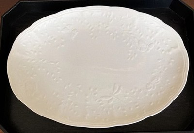 Lenox Butterfly Meadow Cloud White Oval Floral Embossed Ceramic Platter C-14