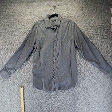 Banana Republic Shirt Mens Large Gray Grant Fit Non-Iron Stretch Long Sleeve But