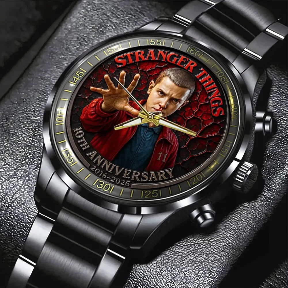 Stranger Things 10th Anniversary Black Stainless Steel Watch