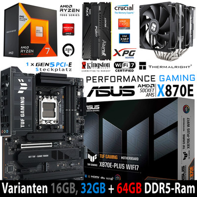PC Bundle Ryzen 7 7800X3D Asus TUF Gaming X870E-Plus Wifi7 mit 16, 32 oder 64GB