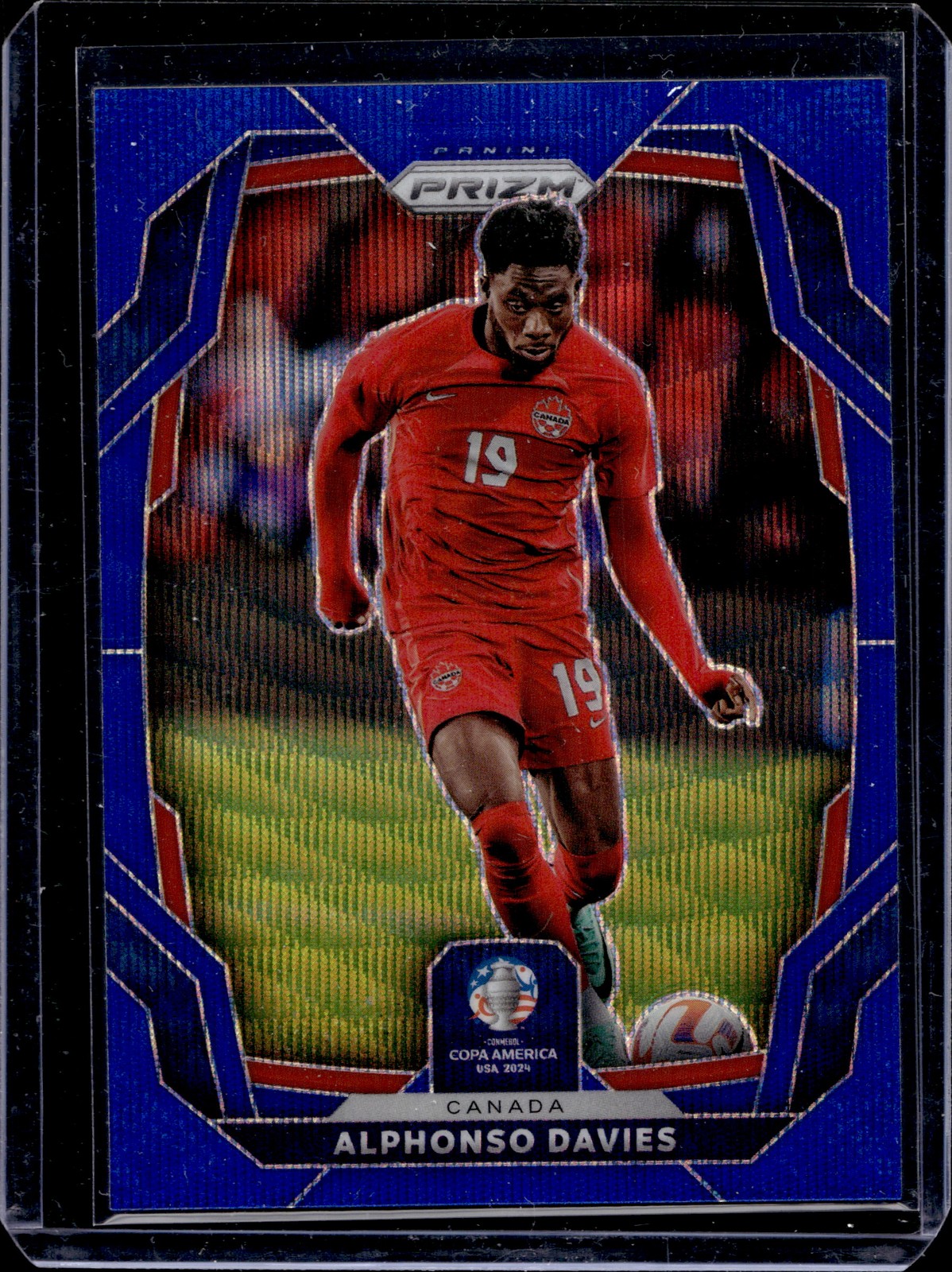 2024 Panini Prizm CONMEBOL Copa America #167 Alphonso Davies Blue Wave #/199 M04