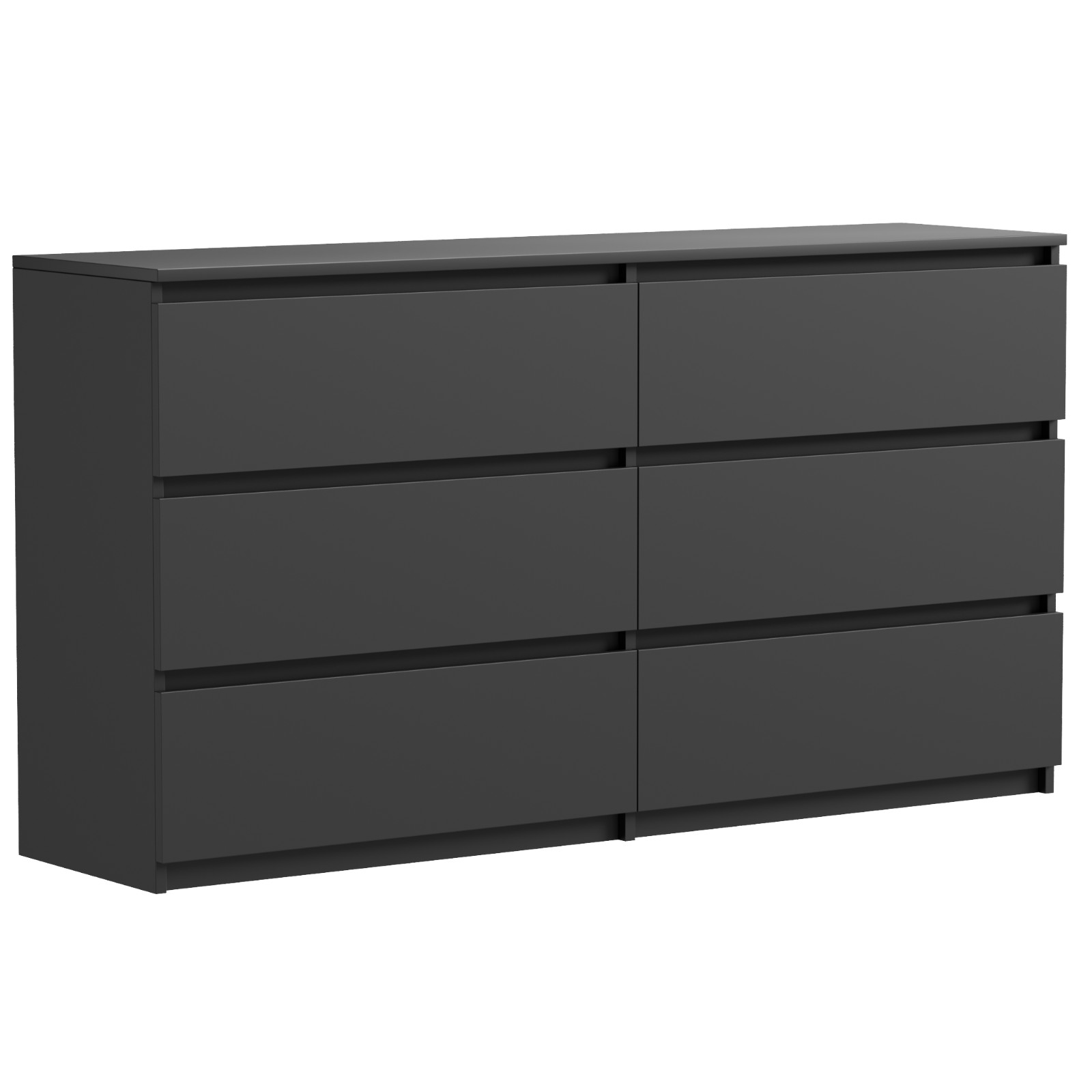 Schubladenschrank Kommode 119x77x34 cm, schwarz matt, geräumig, einfache Montage
