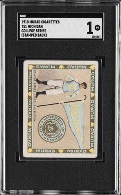 1910 MURAD CIGARETTES COLLEGE SERIES (STAMPED BACK) #T51 MICHIGAN SGC 1