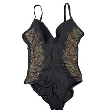 Miraclesuit Temptation One Piece Cappadocia Black Gold Size 12 Underwire Slim