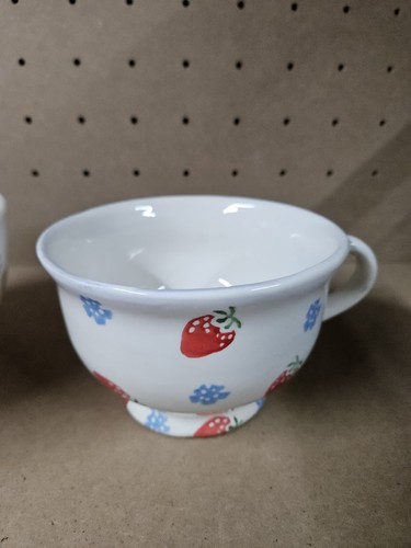 Laura Ashley Hand Crafted Cappuccino /Tea Mug And Bowl Set Strawberry Design - Picture 2 of 13
