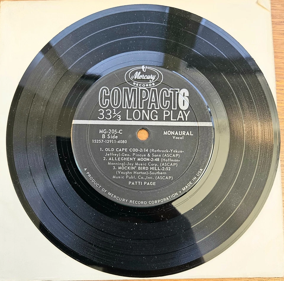 PATTI PAGE  Same  60s 7" 6-track 33rpm Jukebox EP Mercury Vocal Pop Easy Jazz - Bild 2 von 4