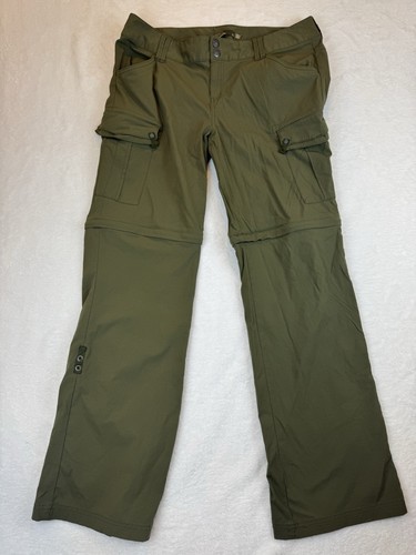 prAna womens sz 10 convertible roll up cargo pants w4sarg115 STRETCH olive