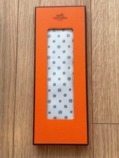 HERMES Neck Tie New and Unused Light Blue Ch ne D'Ancre 100 Silk Box France