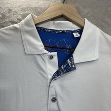 Robert Graham Polo Shirt Mens M White Short Sleeve Collared Classic Fit NWOT