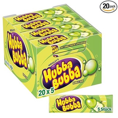 HUBBA BUBBA Apfel 20x5 Stück, extralange Kaugummi-Streifen
